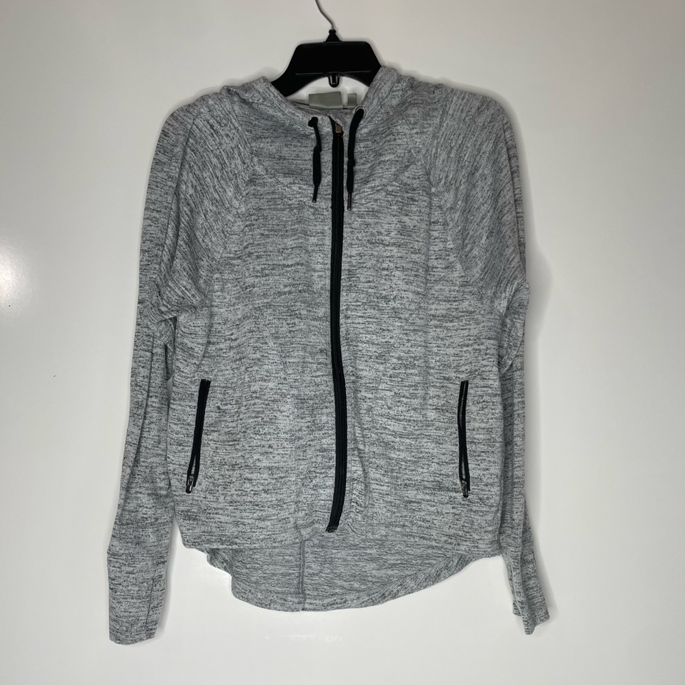 Athleta Jacket Womens Gray Heathered Techie Sweat Anorak Full Zip Hoodie Sz M.